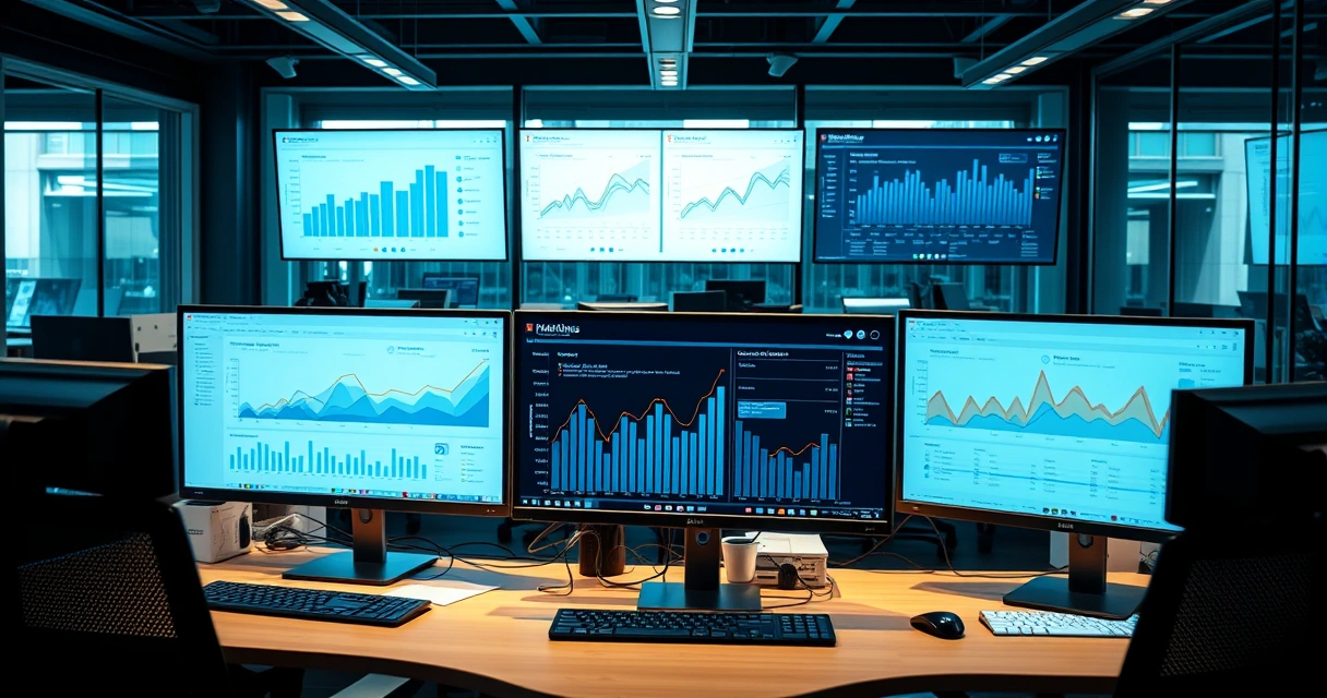Digitaalisen markkinoinnin analytiikkanäkymä toimistossa