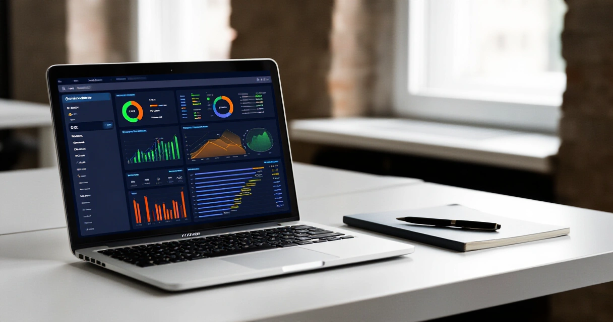 Google Analytics 4 -kojelauta tietokoneen näytöllä markkinoinnin ROI-seurannassa