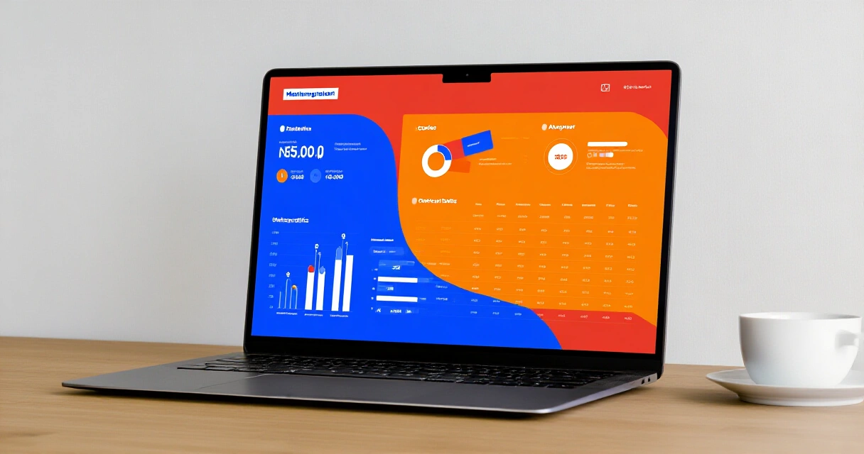 Looker Studio markkinointidashboard kannettavalla tietokoneella pohjoismaisessa toimistoympäristössä