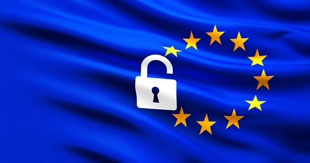 GDPR-tietosuoja EU-lippu digitaalinen turvallisuus SaaS-alusta