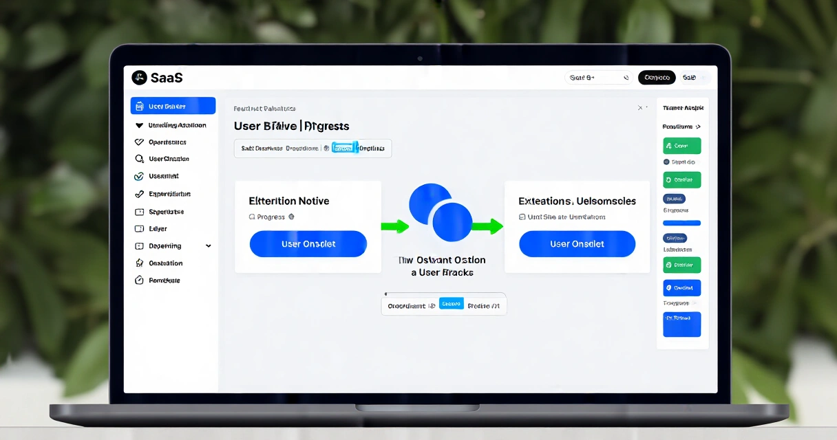 SaaS-tuotteen käyttöliittymä näyttää onboarding-prosessin etenemisen