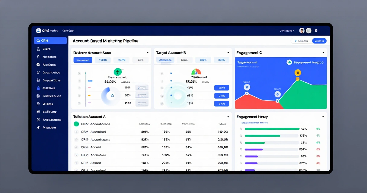 ABM-alustan CRM-näkymä kohdeyrityslistalla ja sitoutumismittareilla