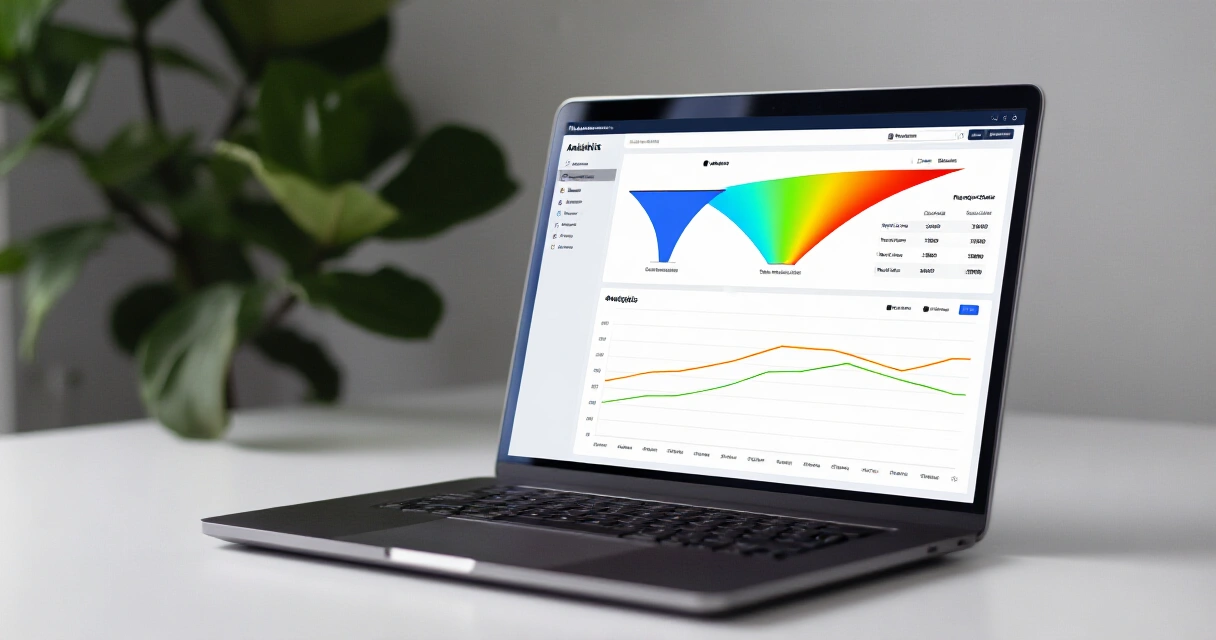 Analytiikka-dashboard kannettavan tietokoneella, suppilo- ja retentiokaaviot